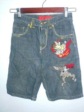 Phat Farm Vintage 6 24 Boys Embroidered Logo Jeans Shorts Kids